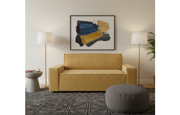 Sofa Smart X żółty na sprężynach z funkcją spania i pojemnikiem